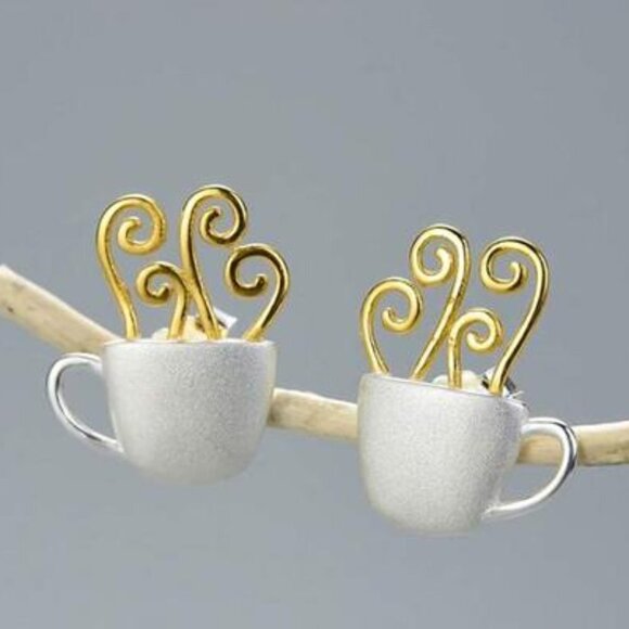 Artisan Handmade 925 Silver - The Latte Lux Earrings - Picture 1 of 6